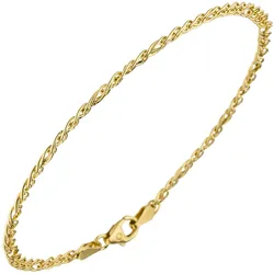 Goldarmband JOBO, gelb (gelbgold 585), Armbänder, Damen, Gelbgold 585, Zwillings-Panzerarmband 585 Gold 19 cm