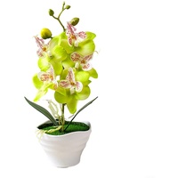 ARMYJY Orchidee Pflanze Künstliche Orchidee Gelb Phalaenopsis im Topf, Künstliche Blume im Topf für Zuhause Hochzeit Party Dekor