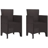 vidaXL Gartenstühle 2 Stück braunes Poly-Rattan