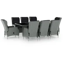 vidaXL Polyrattan Garten-Essgruppe 9-tlg. hellgrau inkl. Auflagen 3060142