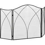 Homcom Kaminschutzgitter, Klappbares Kamingitter mit 3 Paneelen, Ofenschutzgitter, Funkenschutzgitter für Wohnzimmer, Metall, 126 x 76 cm, Schwarz