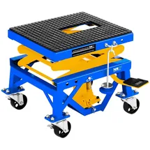 MSW Hebebühne Metall 51 cm x 49 cm x 86,5 cm blau mit Rollen 135 kg