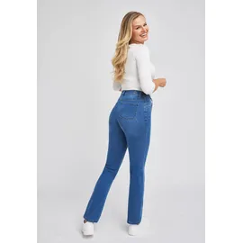 wonderjeans Slim-fit-Jeans "Classic", Damen, Gr. 38, Länge 30, beige (super stone blau), Denim/Jeans, Obermaterial: 87% Baumwolle, 9% Polyester, 4% Elasthan, figurbetont knöchellang, Jeans Slim-fit-Jeans, Klassischer gerader Schnitt