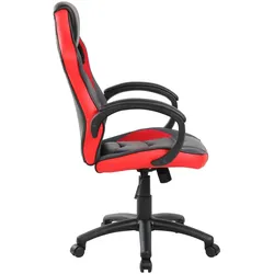 Dmora Gaming-Stühl Caloundra, Gaming-Sessel für Erwachsene, Schreibtischstuhl, 66x61h104/114 cm, Schwarz und Rot
