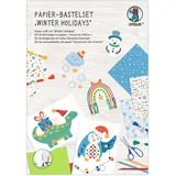 Ursus 8080003F - Papier-Bastelset Winter Holidays, Set aus Fotokarton, Flechtblättern, Stanzteilen, Flechtstreifen und Stickgarn, inkl. Schritt für Schritt Anleitung