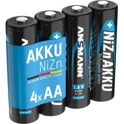 Akku Mignon AA 1500mAh 1,6V NiZn, 4 Stück, für Controller, Kamera EINHEITSGRÖSSE