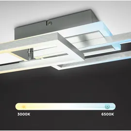 B.K.Licht LED Deckenleuchte CCT Rahmenleuchte schwenkbar dimmbar Timer Nachtlicht 40W Alu - Silber/Grau