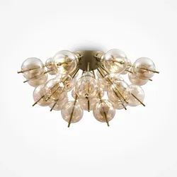 Moderne Deckenlampe aus Metall mit Glaselementen - Maytoni, 4 E27 Leuchten, Messing