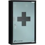 Medikamentenschrank Hausapotheke Metall Glastür schwarz abschließbar - schwarz