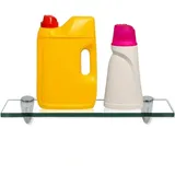 Swanew - Glasablage Glasregal ideal für Bad, Dusche und zur modernen Dekoration mit Halterung aus Edelstahl 8 mm 40x10 cm Klarglas