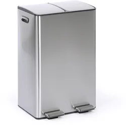 Mülleimer für mülltrennung, 2x 30 l, Edelstahl, Tretmechanik