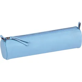 Clairefontaine 410159C Schlampermäppchen rund, aus Lammleder, Ø5,5 x 22 cm, 1 Stück, Blau