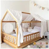 lilimaus Hausbett Himmel mit Gold Applikation [in 12 Farben] Betthimmel Hausbett aus 100% Baumwolle Musselin - Stoffhimmel für Hausbett Deko Mädchen & Jungen - Himmel für Hausbett Kinderbett Vorhang
