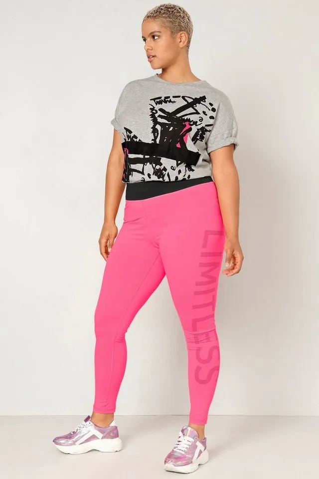 Angel of Style Lederimitathose Funktions-Leggings schnell trocknend Schriftzug rosa 42