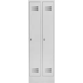 Stier Garderobenspind Premium mit Sockel 2 Abteile Drehriegel lichtgrau