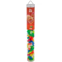 Plus-Plus 9604024 - Basic Mix, Tube, 100 Bausteine, Konstruktionsspielzeug, neon