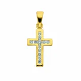 Adelia ́s Kettenanhänger Kreuzanhänger 375 Gold (9K) mit Zirkonia, Goldanhänger Kreuz goldfarben