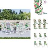 Hochlehner-Auflagen 6 Stk. Mehrfarbig Stoff - Hochlehner Auflagen - Gartenstuhlkissen - Outdoor Kissen - Sitzkissen - Balkon Deko