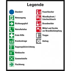 Dreifke® Legende für Flucht- und Rettungspläne, ISO 7010, Folie, selbstklebend, 95x115mm