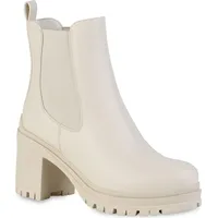 VAN HILL Damen Chelsea Boots Stiefeletten Plateau Vorne Profil-Sohle