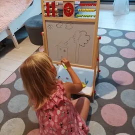 Kruzzel Faltbare Kindertafel Doppelseitig Kreidetafel Whiteboard mit Zubehör Holz 22472,