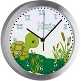 CreaDesign Kinder Funkwanduhr mit (Wunsch) Namen | Kinderzimmer Funkuhr| mit Analog ? Ziffernblatt | geräuscharm | Wanduhr Kind | Motiv Schildkröte