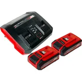 Einhell PXC Starter Kit 2x Power X-Change Plus Akku 18 V 4,0 Ah ( 2x 4511553 + Power X-Twincharger 3A Doppel Ladegerät ( 4512069 )