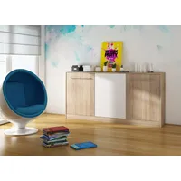 homlando Möbel mit integriertem Klappbett, Roger cm 212x40x113h Eiche Weiß