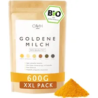 Bio Goldene Milch 600g I Kurkuma Ashwagandha Ingwer Triphala Ceylon Zimt Pfeffer Pulver Golden Milk Ayurveda Fertigmischung