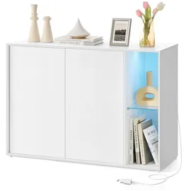 songmics home Sideboard  Beleuchtet  Weiß