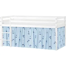 Spielbett HOPPEKIDS "ECO Dream", blau, B:101cm H:105cm L:208cm, Vorhang: 100% Baumwolle, Matratzenbezug: 23% Bambus.77% Polyester, Matratze: Waterlily Matratzenkern, Betten, Massivholz, wahlweise in 2 Größen und 4 Farben, Matratze wählbar