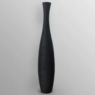 thaiboo Große Bodenvase Holz Schlank Schwarz für Deko Pampasgras Trockenblumen Zweige Grasbüschel Standvase Holzvase Mangoholz (90 cm Höhe)