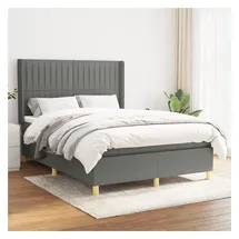 vidaXL Boxspringbett mit Matratze Dunkelgrau 140x200 cm Stoff