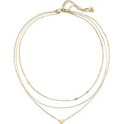 Hey Happiness Layering Ketten-Set mit Herzanhänger - Edelstahl Gold Damen 