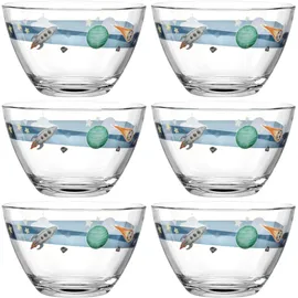 LEONARDO Schüssel Bambini Avventur, Kalk-Natron Glas, (Set, 6 Schüsseln, Kindermotiv, robust, Spülmaschinengeeignet bunt