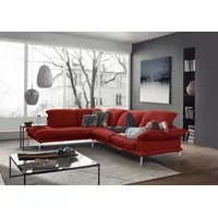 W.Schillig Ecksofa »sherry«, mit Kopfstützenverstellung, Metallfüße, Chrom glänzend, Breite 302 cm rot