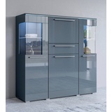 INOSIGN Highboard »India,Breite 130cm, stilvolle Hochkommode 3Türen, Klappe und Schublade«, Hochschrank viel Stauraum, Einlegeböden verstellbar,ohne Beleuchtung, grau