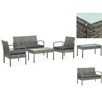 vidaXL Polyrattan Lounge Set 4-tlg. grau 45787