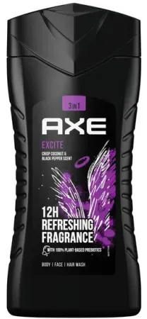 Axe 3In1 Excite Duschgel 12H Erfrischender Duft Flasche 250ml