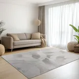 Teppich-Traum Teppich Wohnzimmer Schlafzimmer Kurzflorteppich Hasenfell Kunstfell Optik seidig weich samtig schimmernd pflegeleicht einfarbig grau 160 x 230 cm