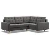 mebligo Eckcouch Textil 4-Sitzer Dunkelgrau