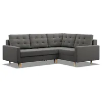 mebligo Eckcouch Textil 4-Sitzer Dunkelgrau