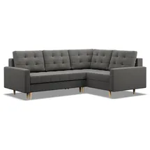 mebligo Eckcouch Textil 4-Sitzer Dunkelgrau