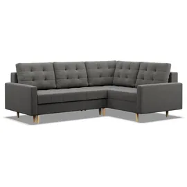 mebligo Eckcouch Textil 4-Sitzer Dunkelgrau