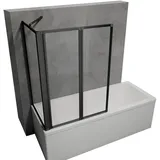 Schulte Home Schulte Duschabtrennung für Badewanne Smart, 2-teilig mit Seitenwand, Profilfarbe: Schwarz , 3 mm Sicherheitglas (ESG) Klar hell, Faltwand: 89 x 1... - Schwarz