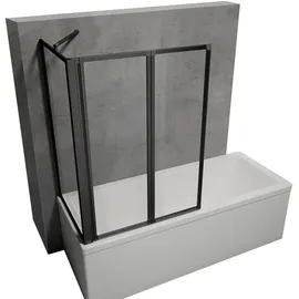 Schulte Home Schulte Duschabtrennung für Badewanne Smart, 2-teilig mit Seitenwand, Profilfarbe: Schwarz , 3 mm Sicherheitglas (ESG) Klar hell, Faltwand: 89 x 1... - Schwarz