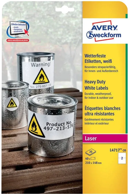 Avery Zweckform Polyester, Polyethylenterephthalat (PET)