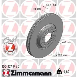 ZIMMERMANN Bremsscheibe Vorderachse Zimmermann 100.1249.20