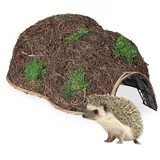 Relaxdays Igelhaus, Stroh, Igelhotel ohne Boden, Winterquartier für Igel im Garten, HBT: 21 x 32 x 48 cm, Igelbau, braun, Pflanzenfaser, Eisen