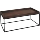 MCW Couchtisch MCW-K71, Kaffeetisch Beistelltisch Tisch, Holz massiv Metall 46x110x60cm ~ dunkelbraun